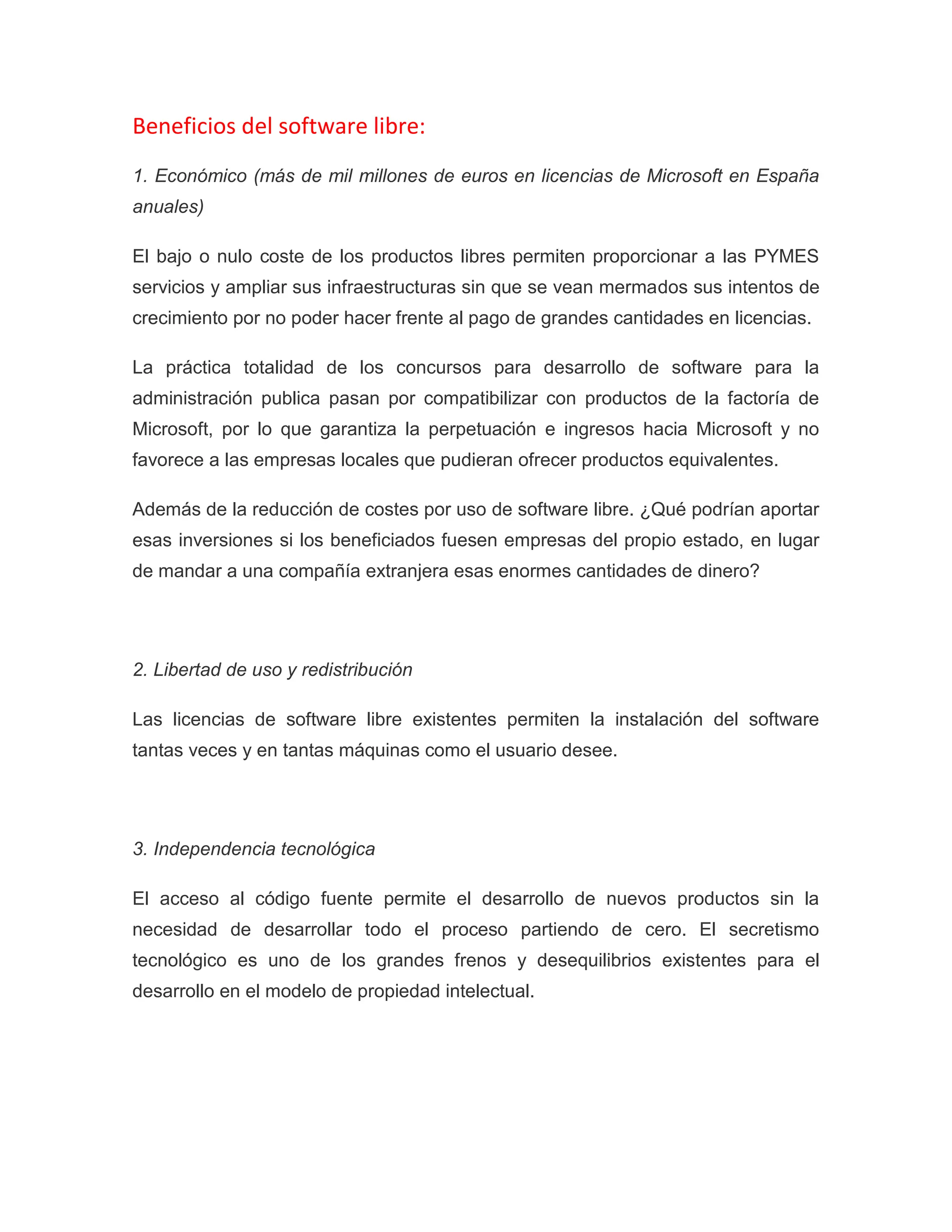 Diferencias entre el software libre y software privativo | PDF