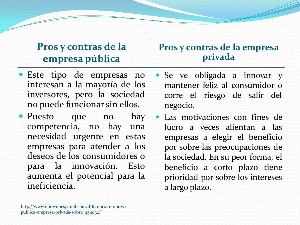 Diferencias entre empresa pública y empresa privada Diferencias entre empresa pública y empresa privada