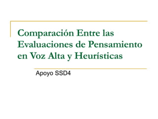 Comparación Entre las Evaluaciones de Pensamiento en Voz Alta y Heurísticas Apoyo SSD4 