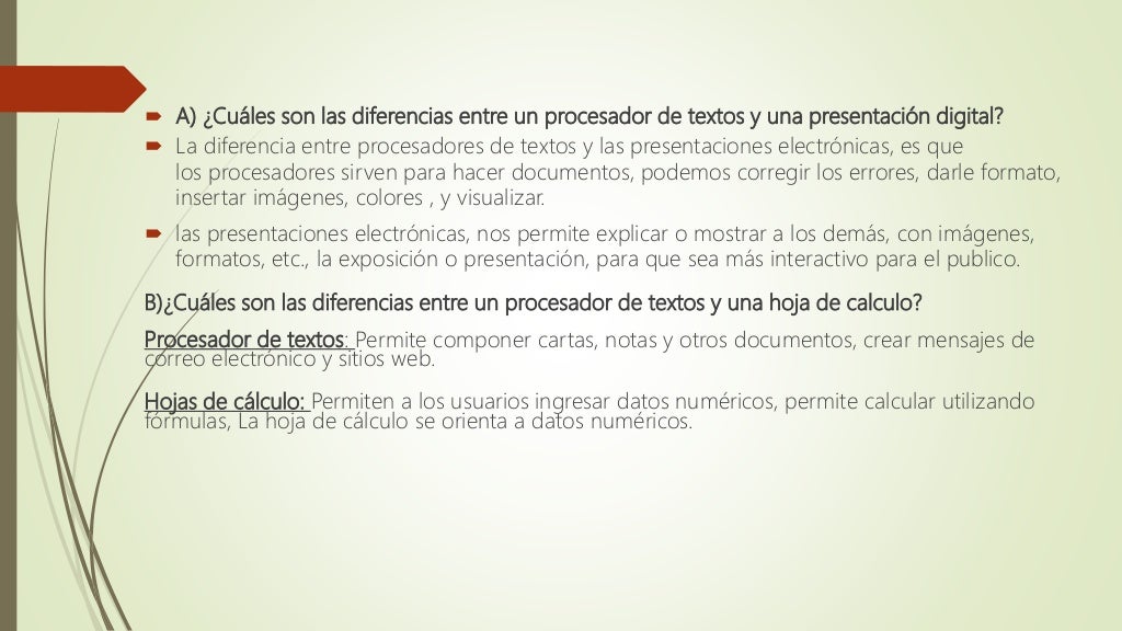 Diferencias entre las herramientas ofimaticas