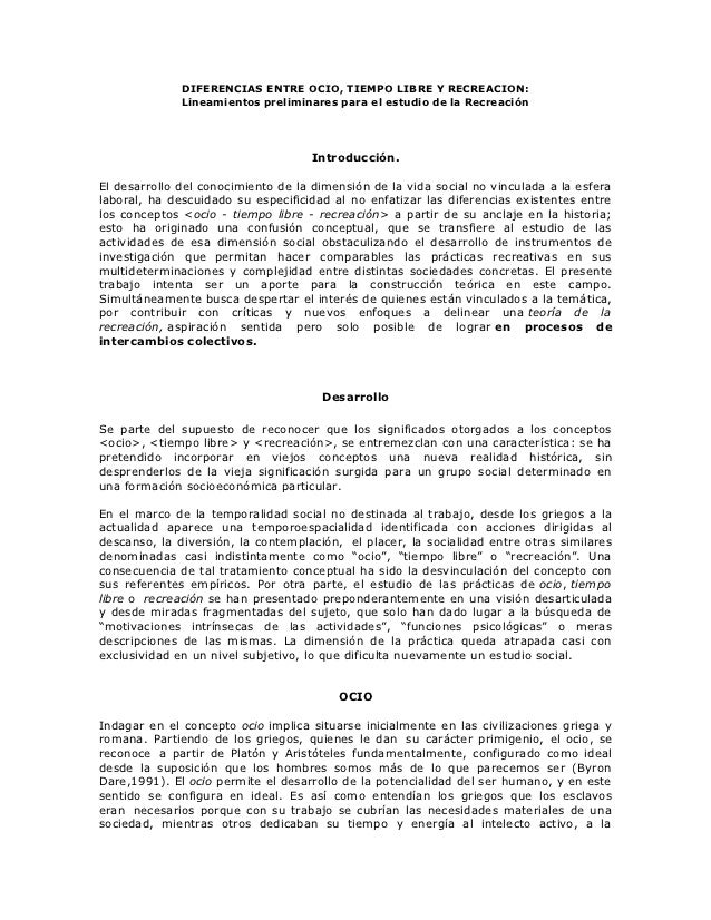 Diferencias entre ocio