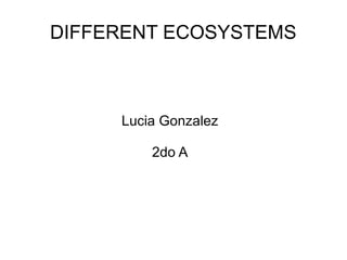 DIFFERENT ECOSYSTEMS
Lucia Gonzalez
2do A
 