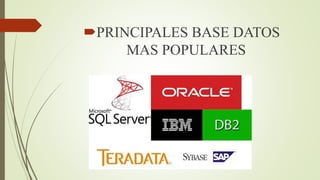PRINCIPALES BASE DATOS
MAS POPULARES
 