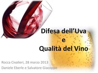Difesa dell’Uva
e
Qualità del Vino
Rocca Civalieri, 28 marzo 2013
Daniele Eberle e Salvatore Giacoppo
 