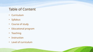 Diff. Curriculum, syllabus, course of study, Educational pregame ...