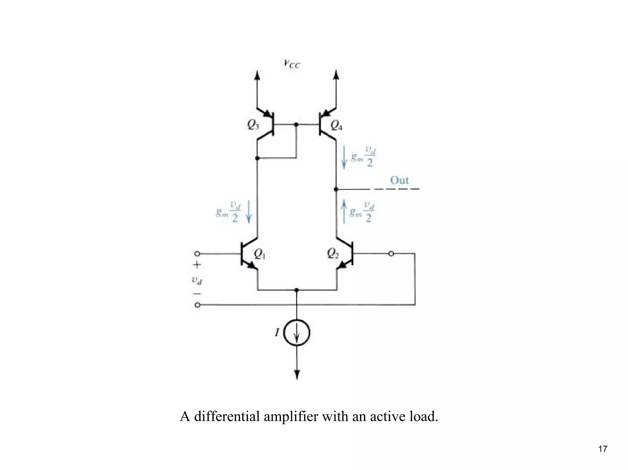 A differential amplifier with an active load.

                                                17
 