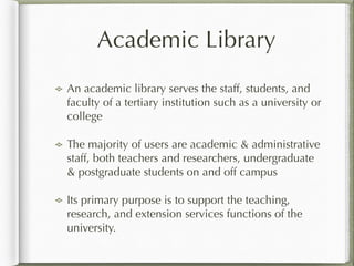Types of Libraries: Public, Special, School, and Academic