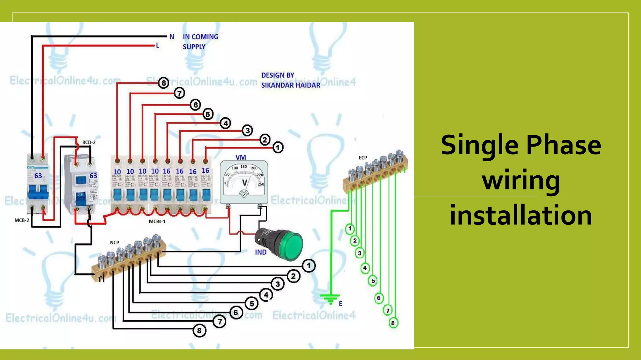 Single Phase
wiring
installation
 