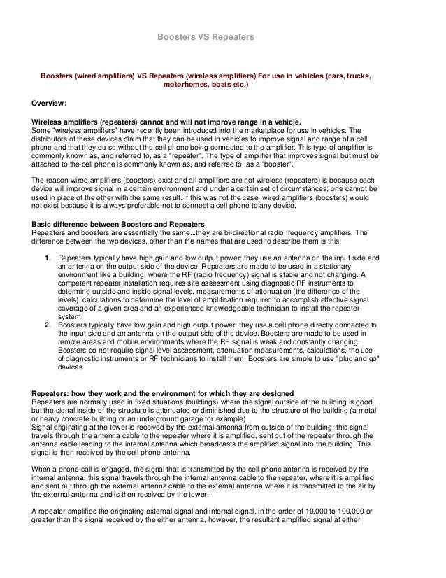 Difference betweenboostersandrepeaters