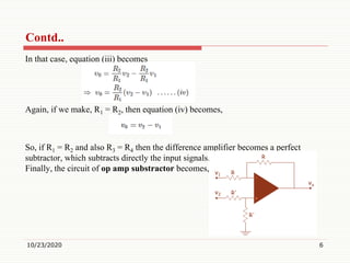 Difference Amplifier or OP Amp Subtractor | PDF