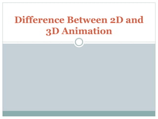 Difference Between 2D and
3D Animation
 