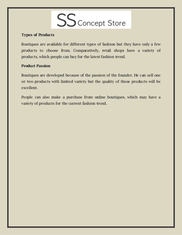 Difference between a Boutique and Retail Shops