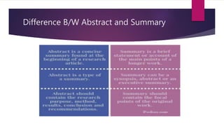 Difference between abstract and summary | PPT