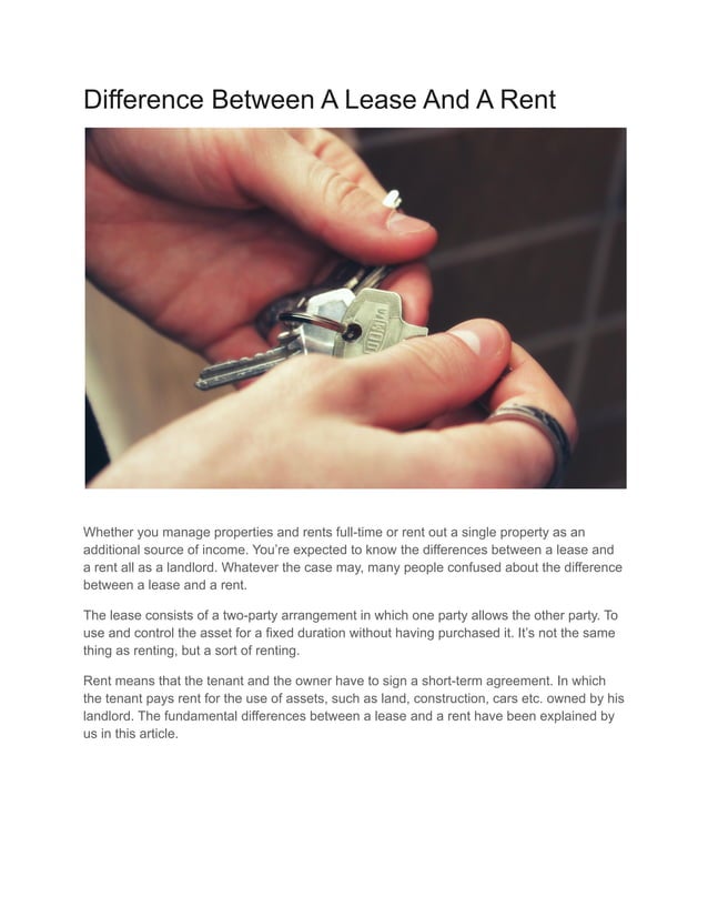 Difference between a lease and a rent PDF