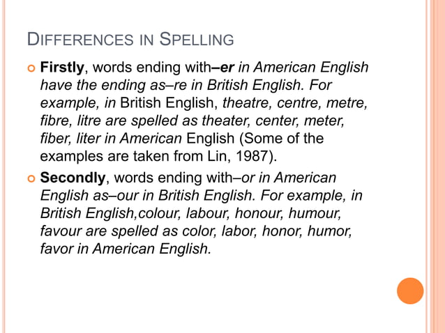 Difference between american english and british english | PPT