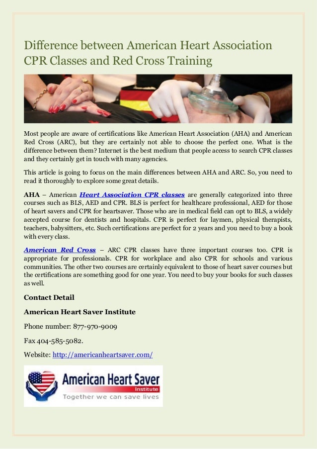 Difference between American Heart Association CPR Classes and Red Cross