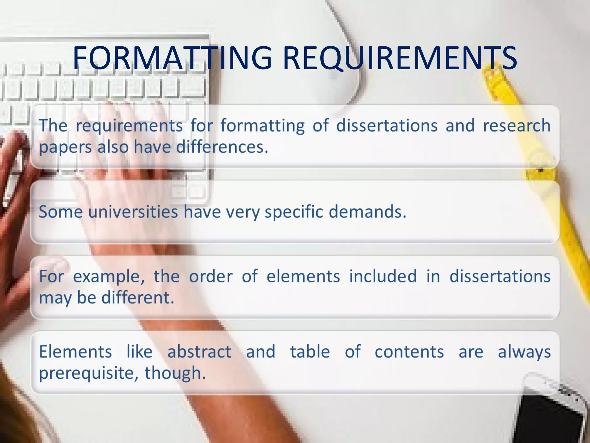 FORMATTING REQUIREMENTS