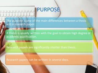 Difference between a research paper and a thesis | PPT
