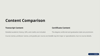 Difference between a Transcript and a Degree Certificate | PPT