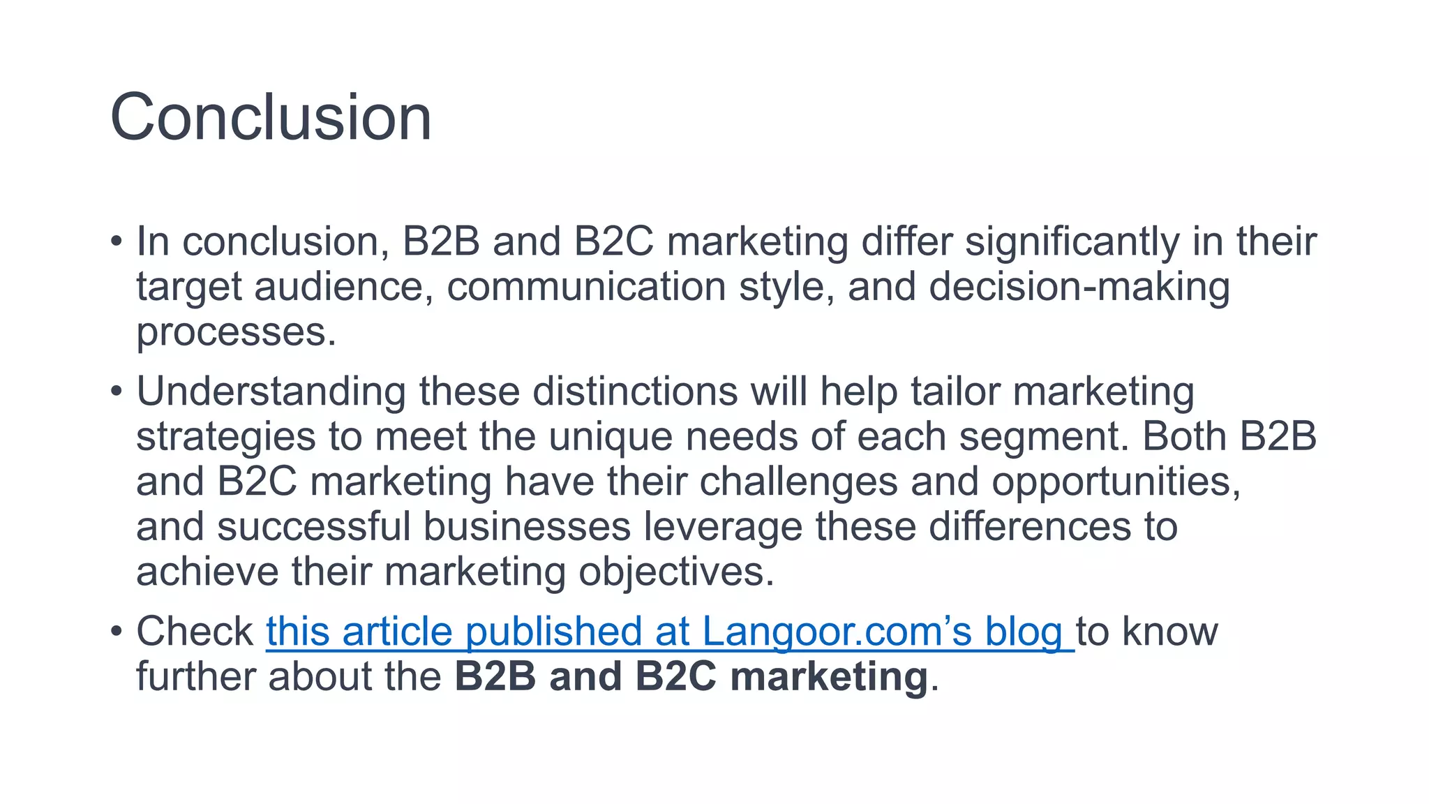 Key Differences Between the B2B and B2C Marketing | PPTX