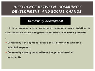 Difference between community development and social change | PPTX