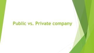Public vs. Private company
10
 