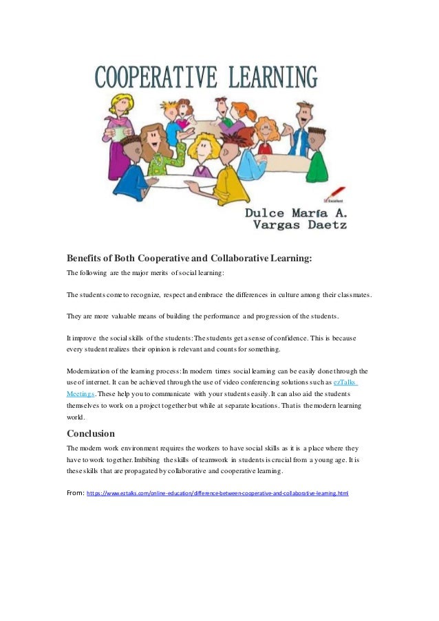 Difference between cooperative and collaborative learning