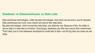 Difference between Database vs Data Warehouse vs Data Lake | PPTX