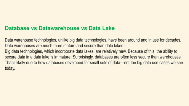 Difference between Database vs Data Warehouse vs Data Lake | PPTX ...
