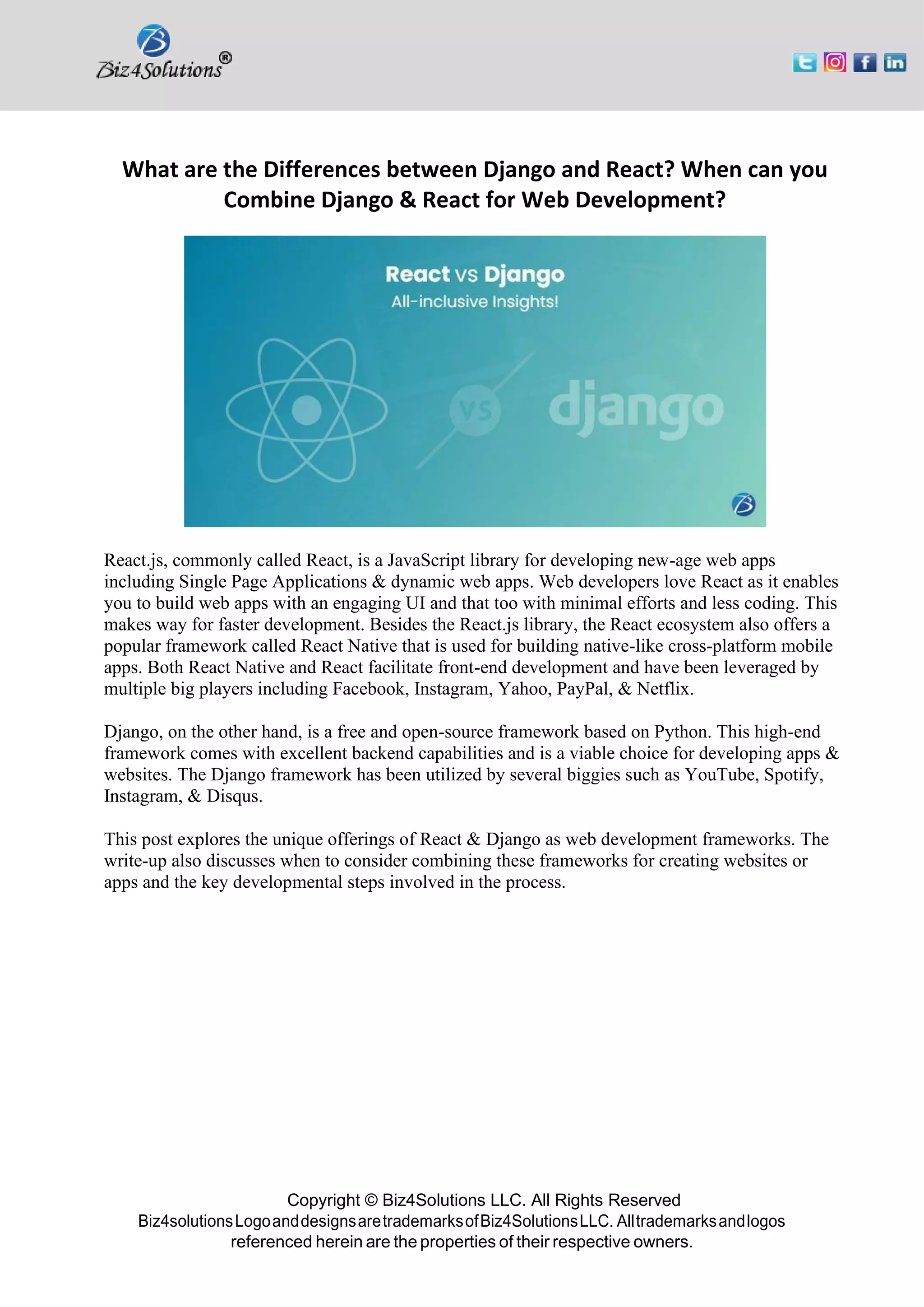 React vs Django Framework: All you need to know | PDF