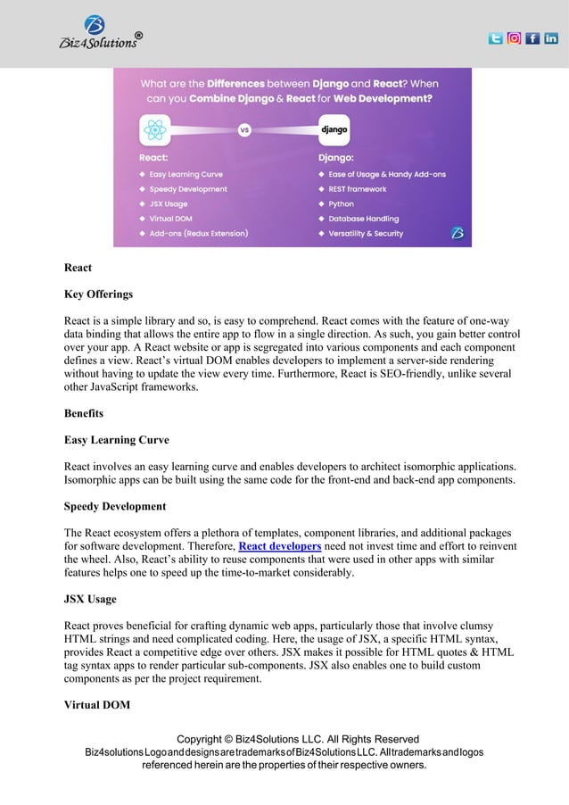 React vs Django Framework: All you need to know | PDF