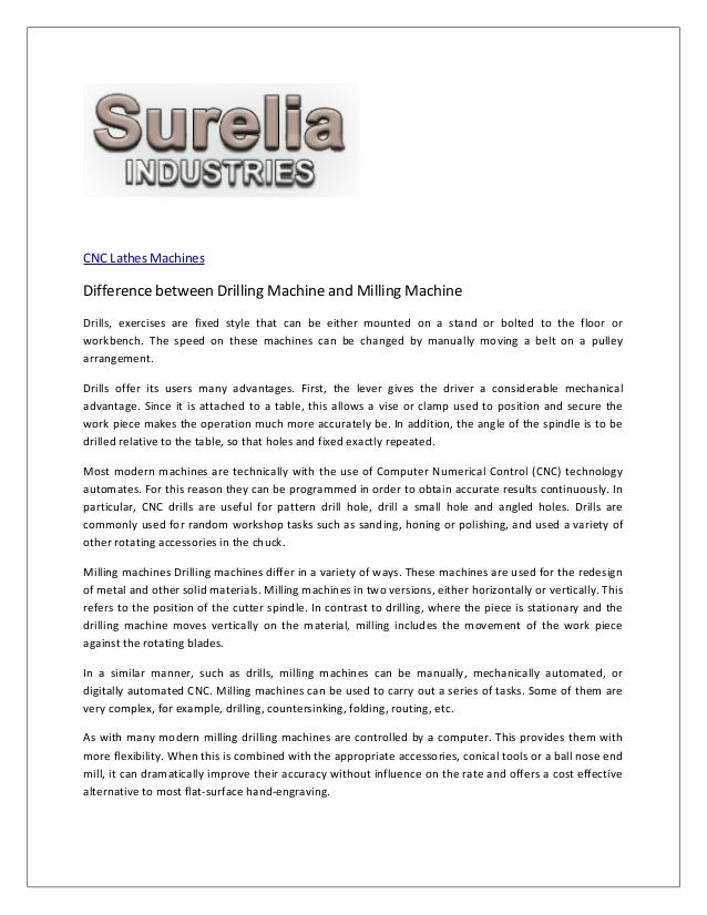 Difference between drilling machine and milling machine