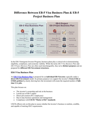 Difference Between EB-5 Visa Business Plan & EB-5 Project Business Plan ...
