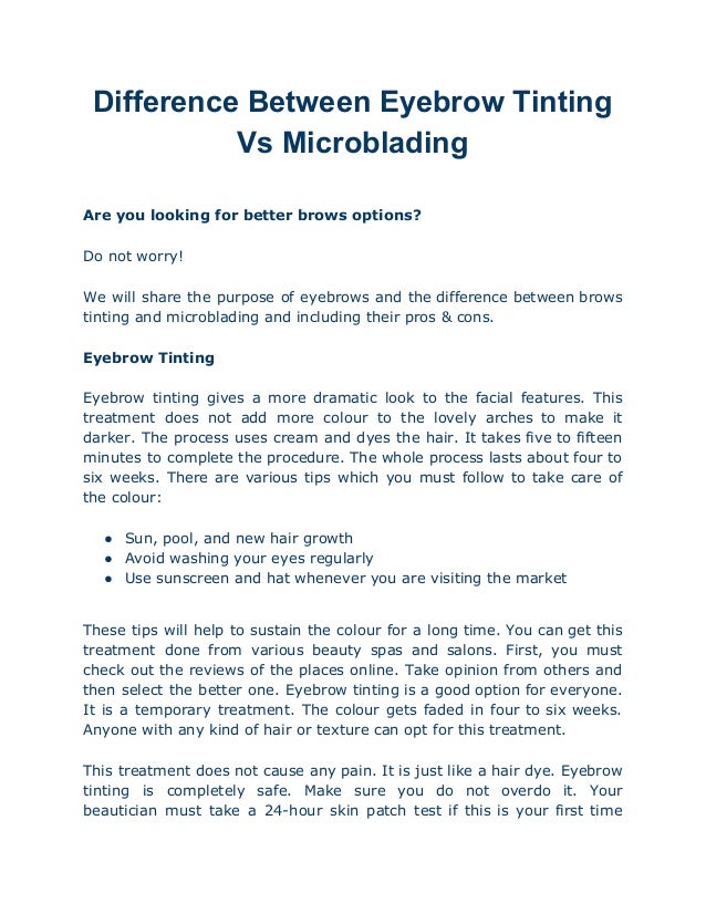 Difference between eyebrow tinting vs microblading