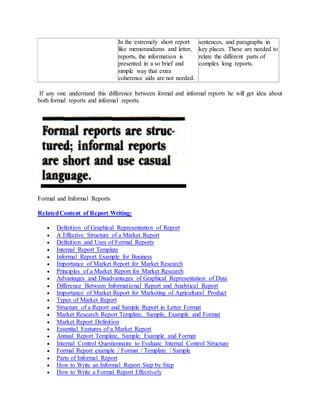 compare and contrast formats for formal and informal reports