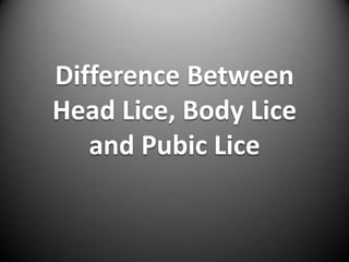 Difference Between
Head Lice, Body Lice
   and Pubic Lice
 