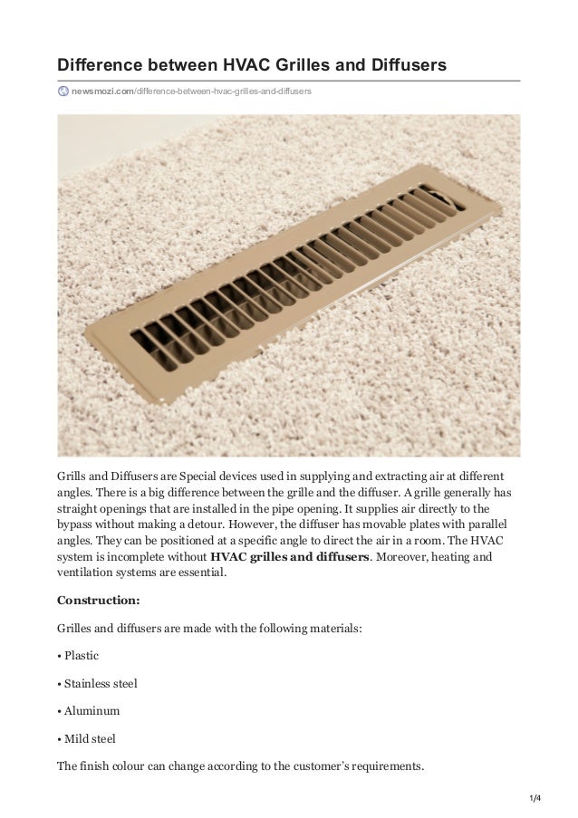 Difference between hvac grilles and diffusers