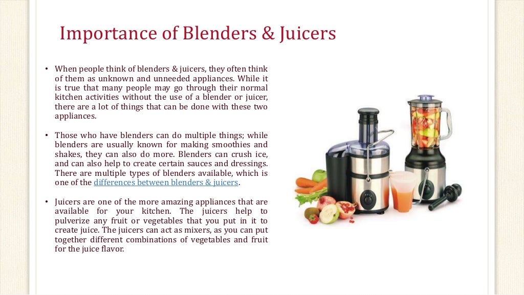 Difference between juicers and blenders