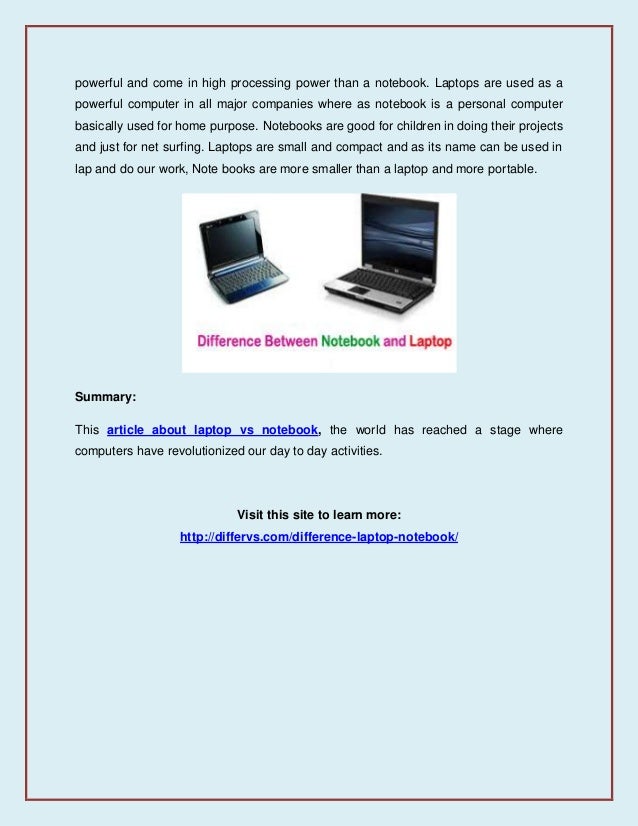 Difference between laptop and notebook