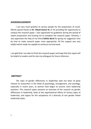 Difference between male and female leadership style | PDF
