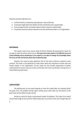 Difference between male and female leadership style | PDF