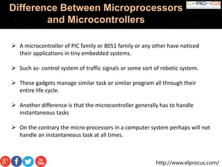 difference between microprocessor and microcontroller