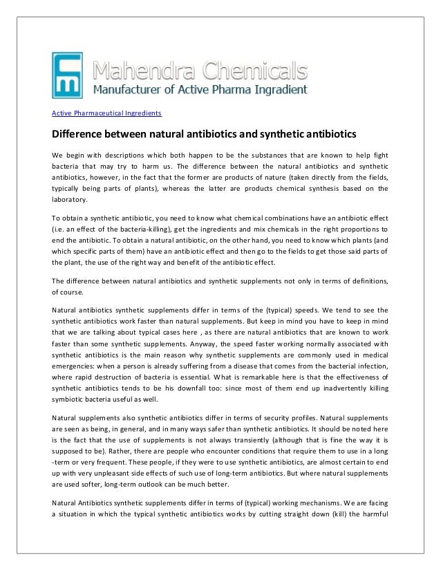 Difference between natural antibiotics and synthetic antibiotics