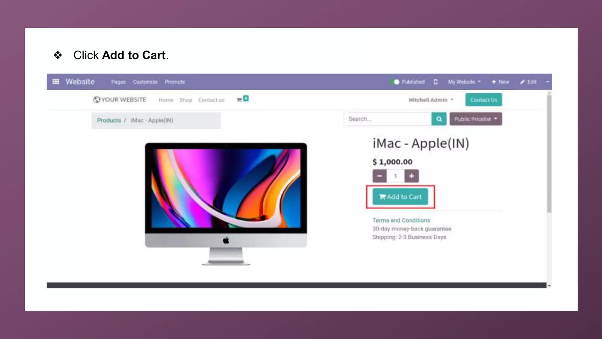 ❖ Click Add to Cart.
 