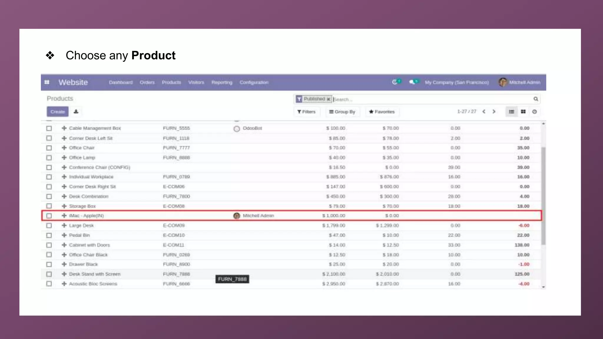 ❖ Choose any Product
 