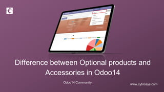www.cybrosys.com
Difference between Optional products and
Accessories in Odoo14
Odoo14 Community
 