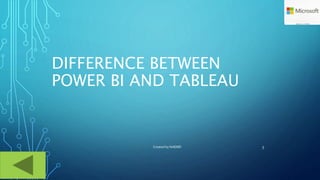 DIFFERENCE BETWEEN
POWER BI AND TABLEAU
Created by NAEMD 5
 