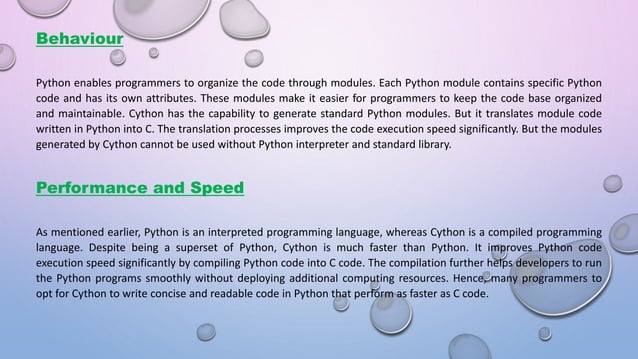 Difference between python and cython | PPT