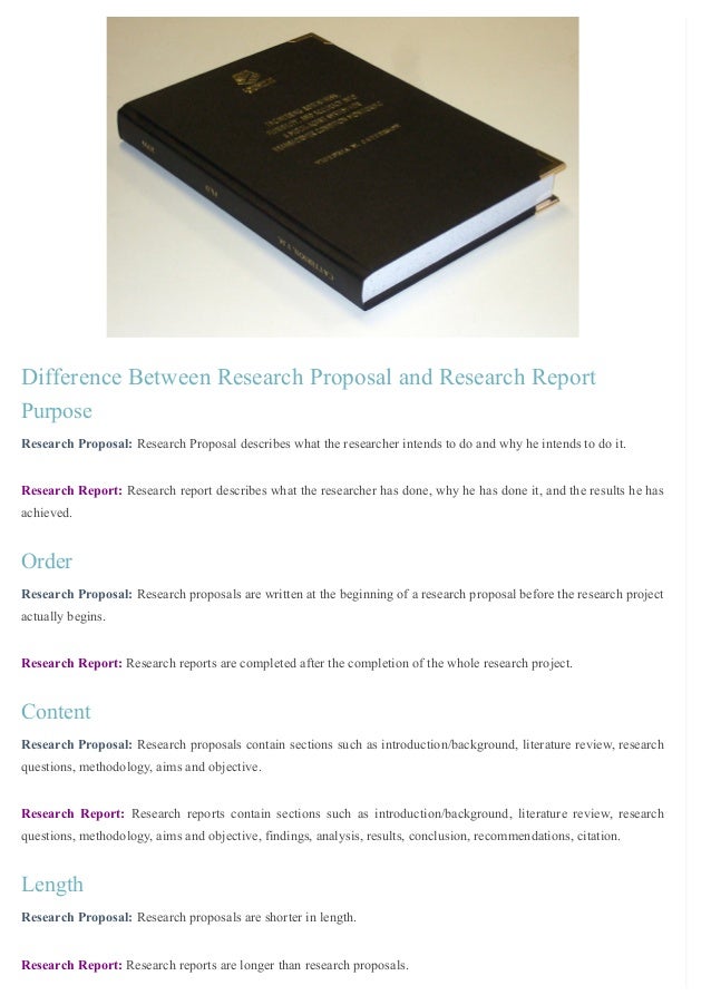 compare and contrast research report and research proposal