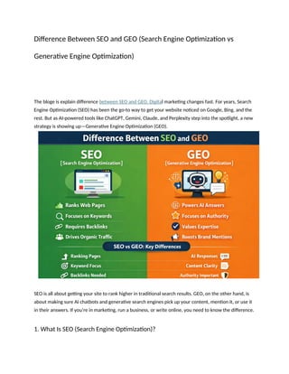 Difference Between SEO and GEO (Search Engine Optimization vs ...